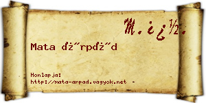 Mata Árpád névjegykártya