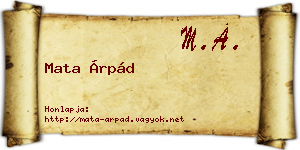 Mata Árpád névjegykártya